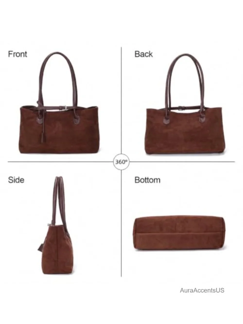 Vintage Slouchy Faux Suede Tote Bag for Women Retro Hobo Shoulder Handbag